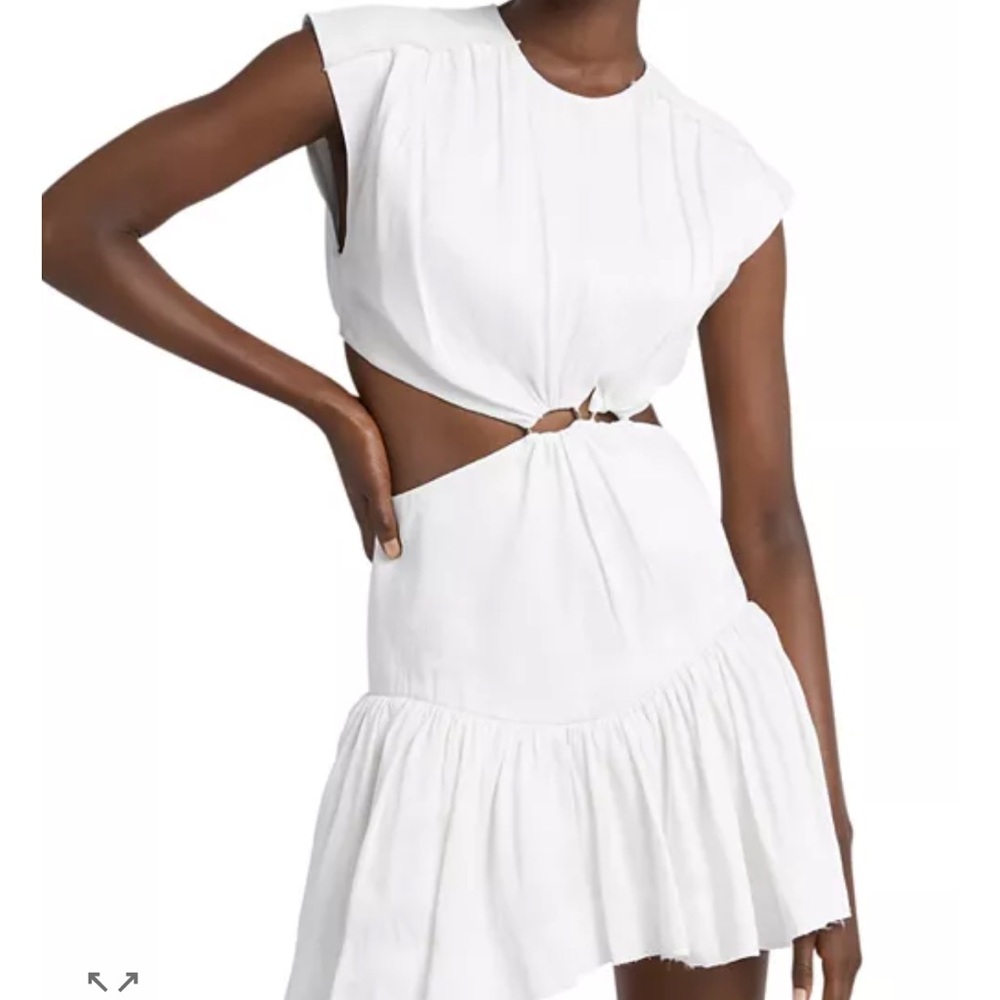 Aje White SOLSTICE CUT OUT RING FLIP MINI DRESS